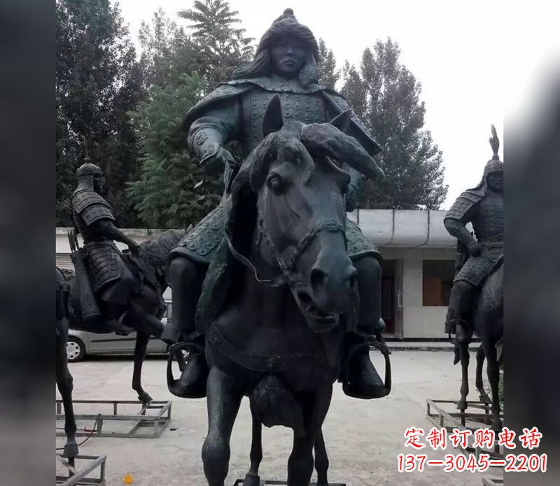 新乡英姿飒爽古代将军骑马铜雕