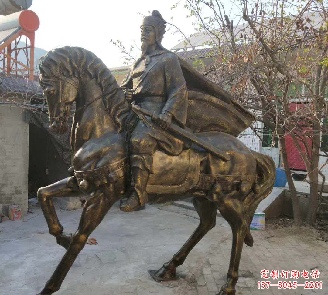 新乡古代骑马人物铜雕塑 