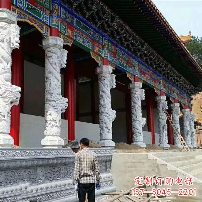 新乡古建汉白玉龙柱石雕