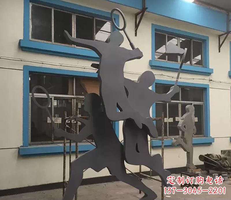 新乡广场不锈钢打羽毛球雕塑