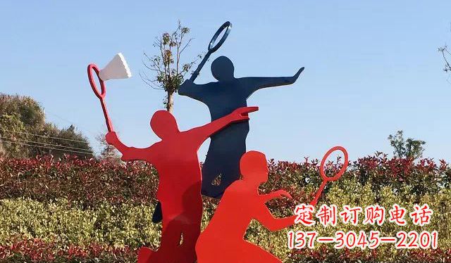 新乡广场不锈钢打羽毛球雕塑 (2)