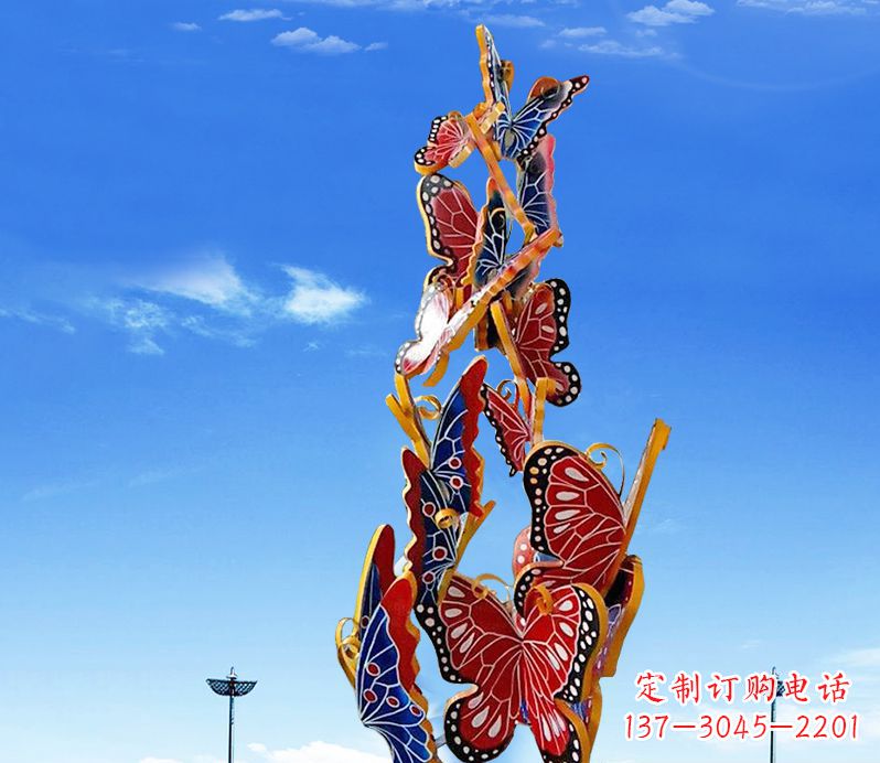 新乡广场不锈钢大型彩绘蝴蝶雕塑