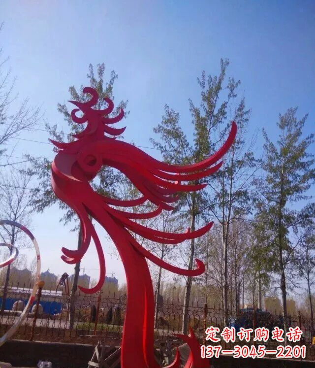 新乡广场不锈钢大型抽象凤凰雕塑
