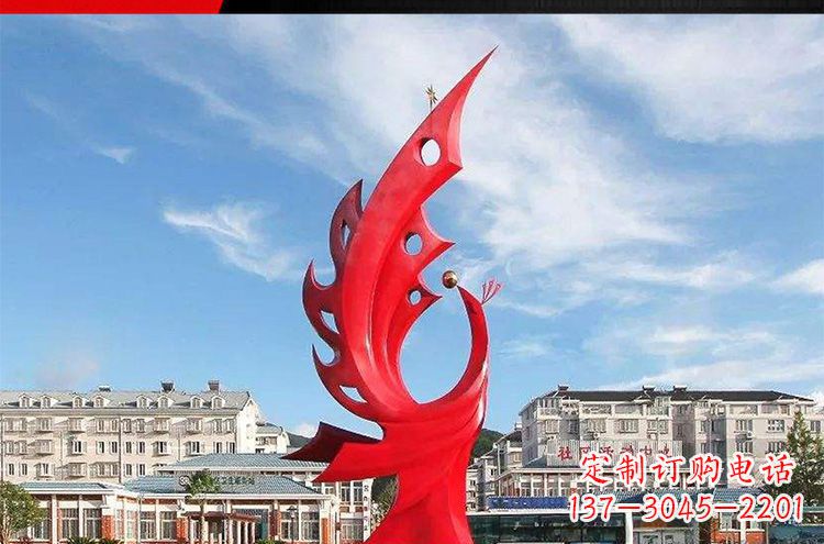 新乡广场不锈钢凤凰摆件雕塑1