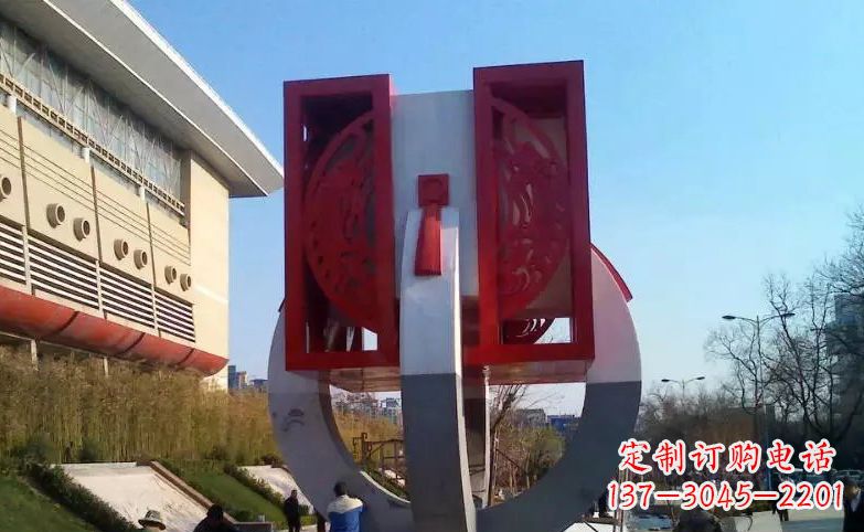 新乡广场不锈钢圆环雕塑 (2)