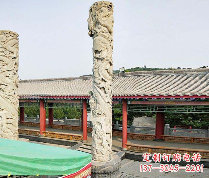 新乡雕刻精致的大理石龙柱石雕