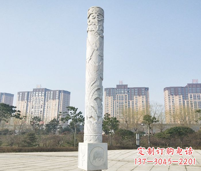 新乡真实而细腻的大理石龙柱石雕