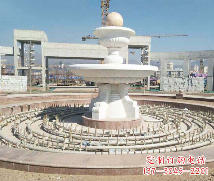 新乡广场景观汉白玉风水球喷泉石雕
