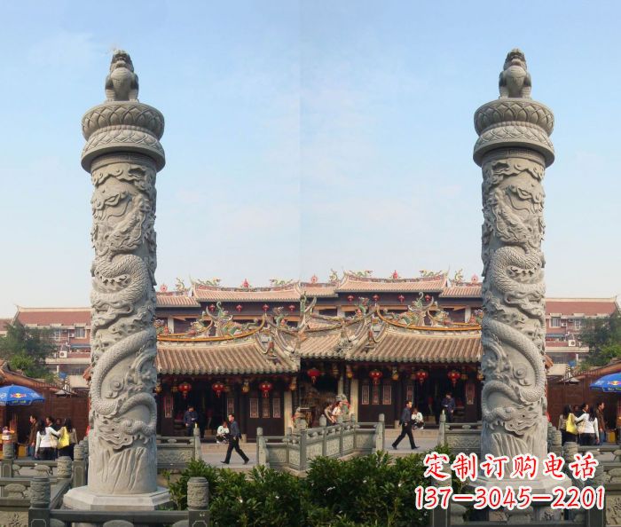 新乡广场景观汉白玉龙柱石雕 (2)