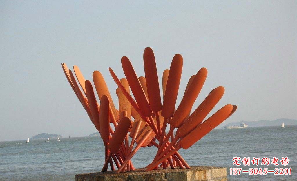 新乡海边不锈钢抽象船桨雕塑