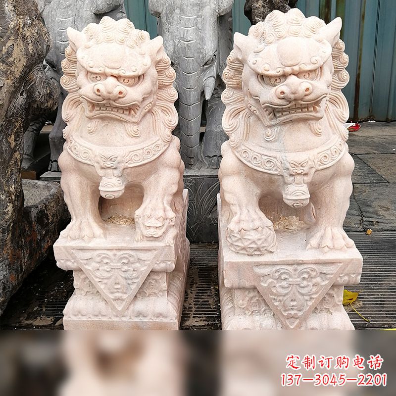 新乡汉白玉狮子雕塑,独特雕刻,展现狮子雄势