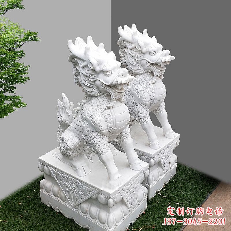 新乡品质出众的汉白玉麒麟大门石雕塑