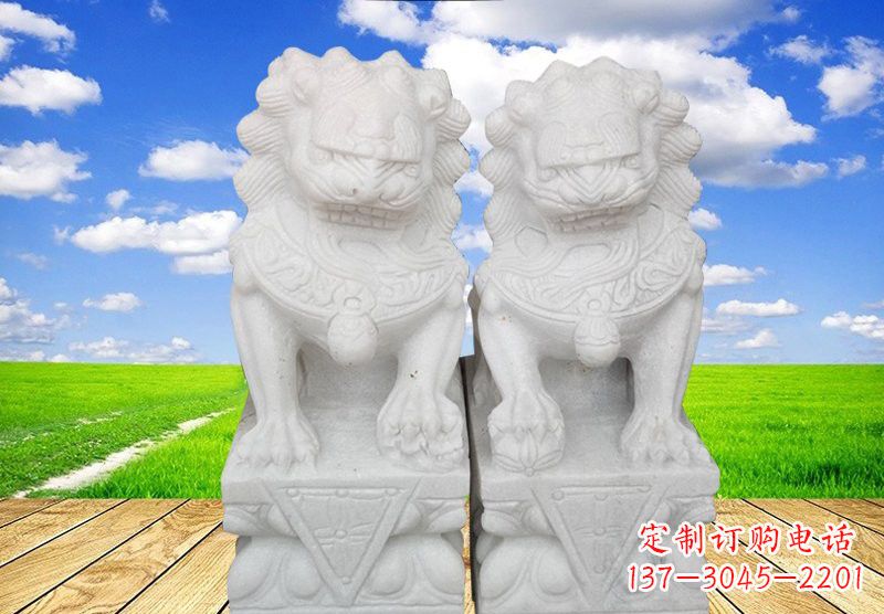 新乡汉白玉狮子雕塑表达勇士之气