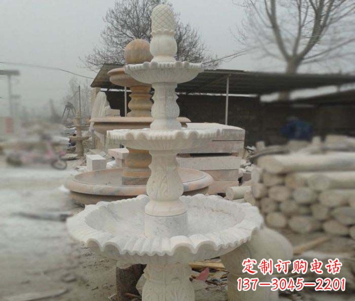 新乡汉白玉三层别墅小型喷泉石雕,让你的空间更加优雅