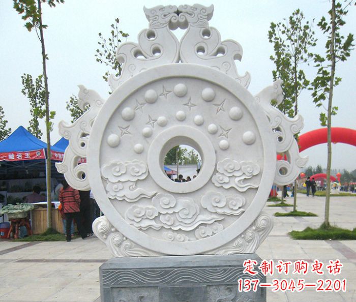 新乡精雕细琢汉白玉双龙石门墩雕塑