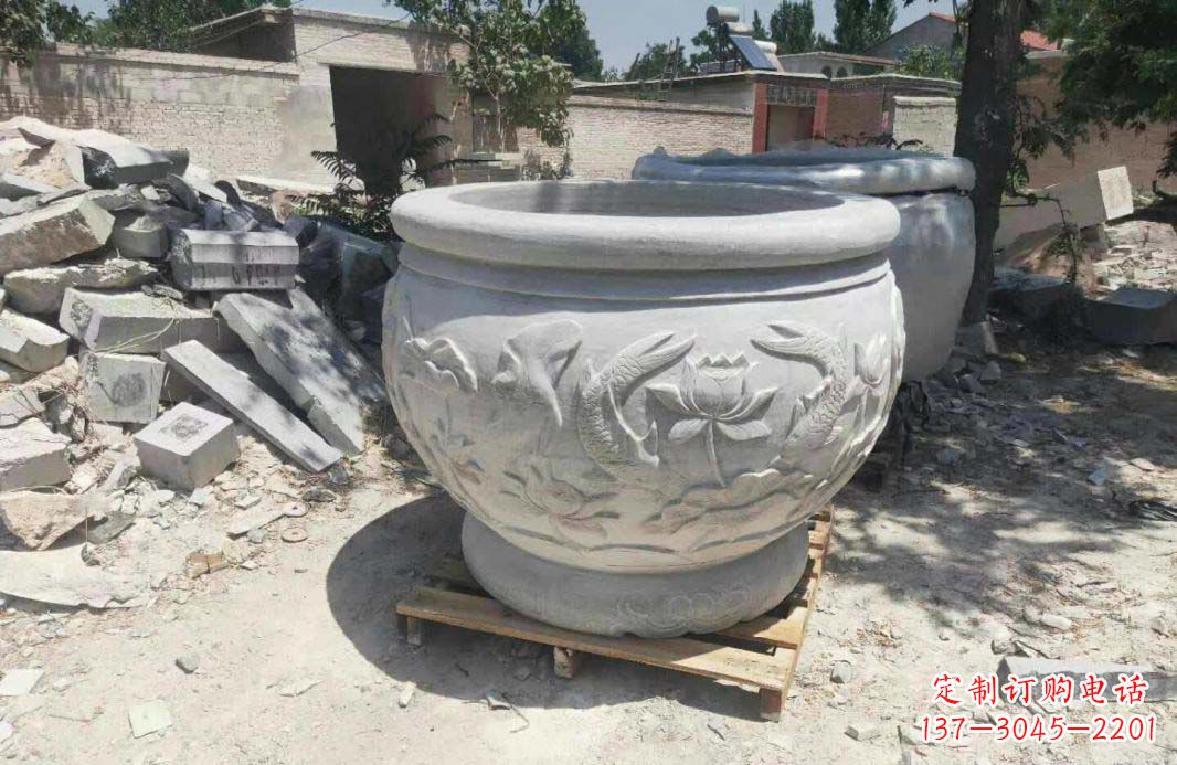 新乡汉白玉水缸,精美完美的雕刻纪念