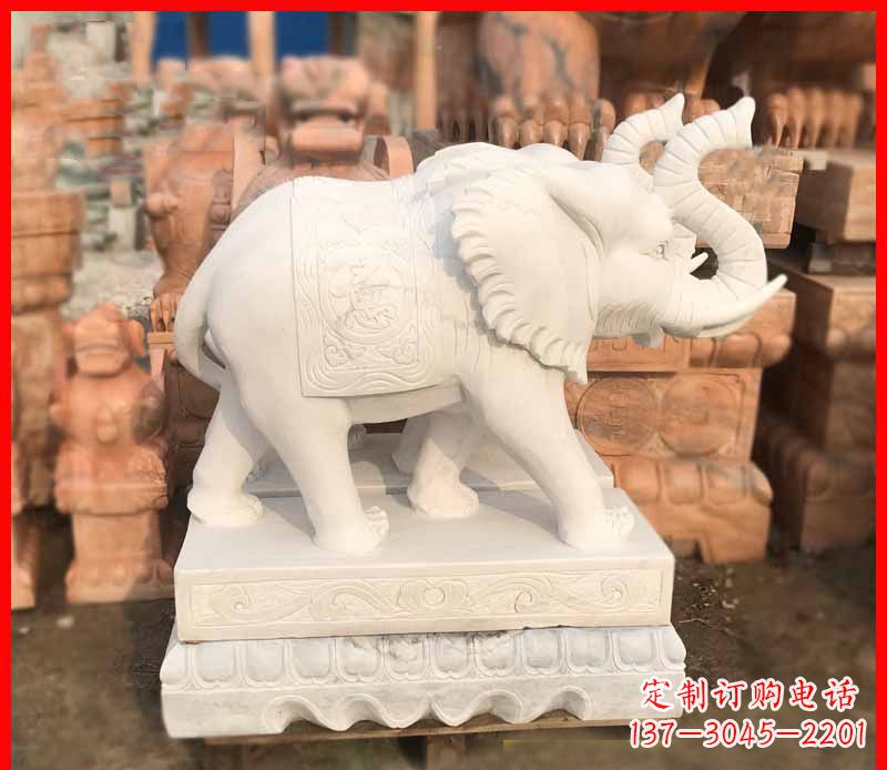 新乡汉白玉招财大象石雕 (4)