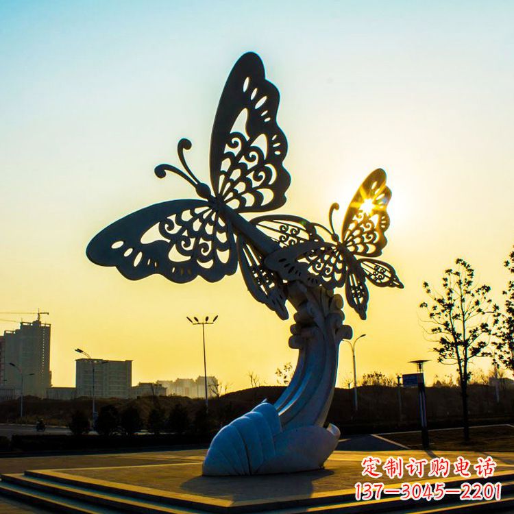 新乡户外不锈钢城市广场景观蝴蝶雕塑,公园金属昆虫装饰雕塑