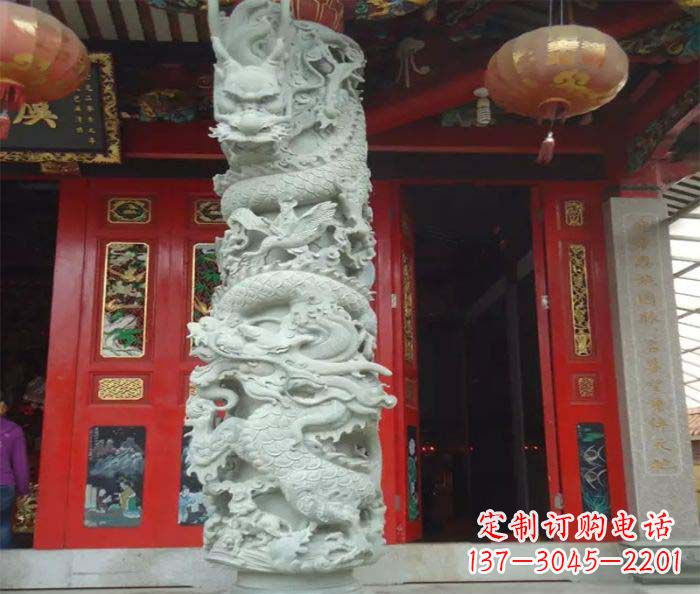 新乡精美的大理石龙柱雕塑
