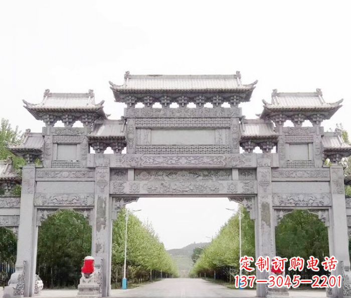 新乡景区三门石雕牌坊 (5)