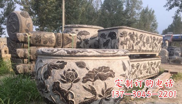 新乡出类拔萃的丝绸石浮雕仿古圆水缸