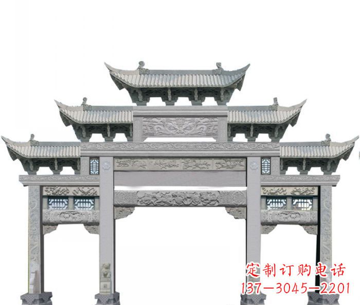 新乡中领雕塑定制式牌坊石雕