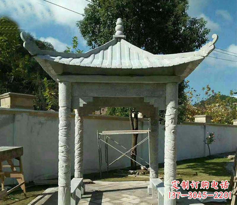 新乡精美绝伦的青石单层四角凉亭雕塑