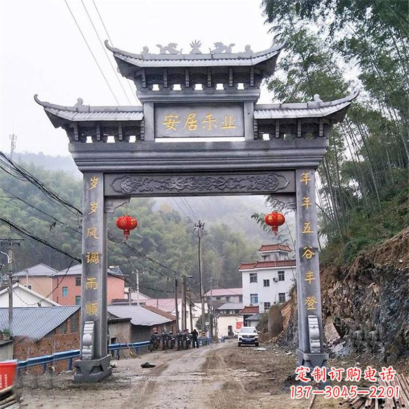 新乡青石单门石牌坊——精美传承中国传统文化雕塑