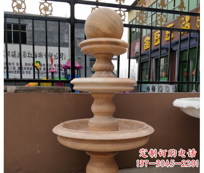 新乡风水球石雕，晚霞红别墅装饰精品
