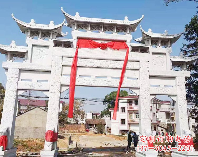新乡三门三楼石雕牌坊:专业定制牌坊雕塑