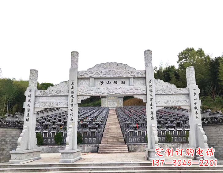 新乡精致雕刻的三门石牌坊雕塑