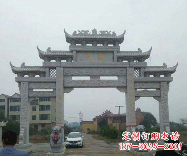 新乡三门五楼仿古牌坊石雕