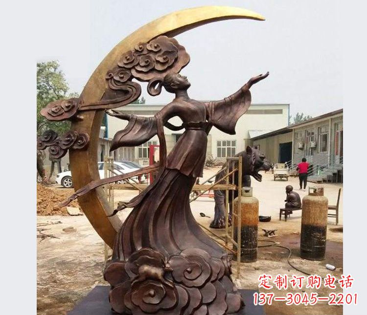 新乡神话人物嫦娥奔月铜雕