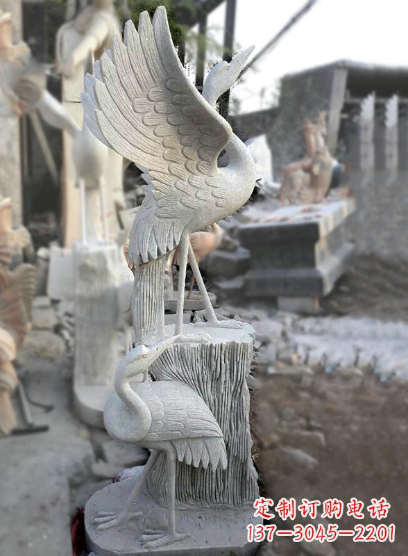 新乡石雕仙鹤景观摆件