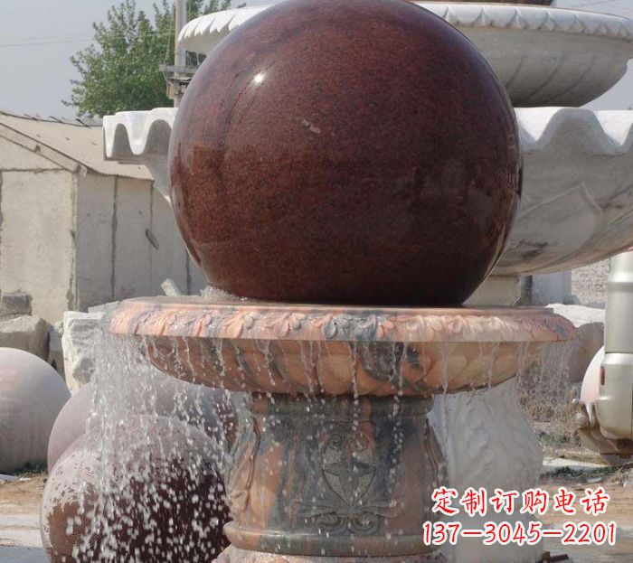 新乡石来运转小型风水球喷泉石雕