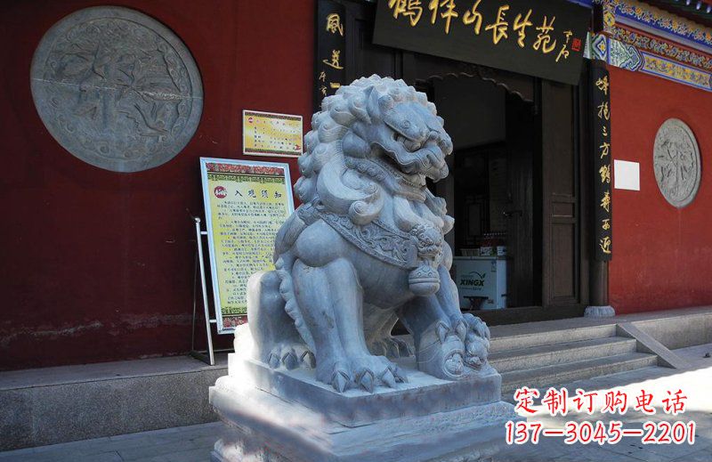 新乡石狮子寺庙门口石雕