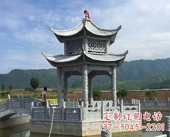 新乡双层仿古凉亭石雕_1