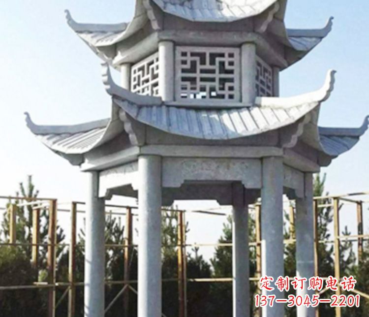 新乡双层仿古石凉亭石雕_2