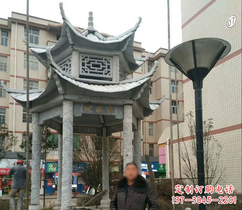 新乡双层六角凉亭石雕