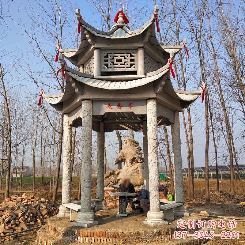 新乡双层六角石凉亭