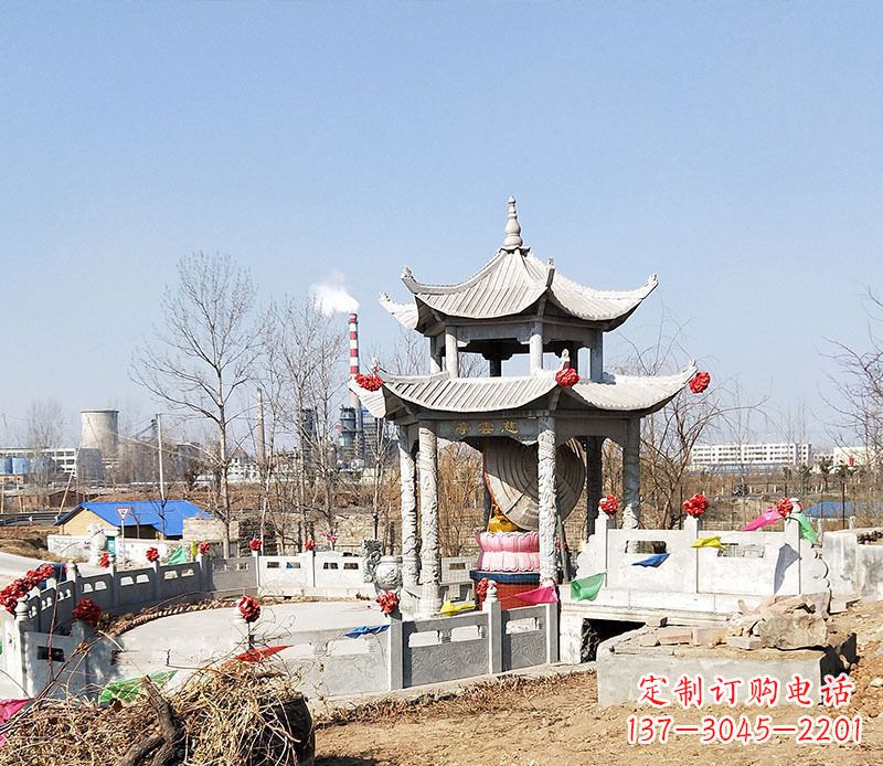 新乡双层石凉亭石雕 (2)