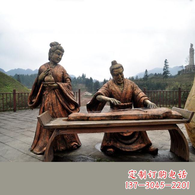 新乡司马相如与卓文君铜雕塑像-城市广场历史名人情景雕塑