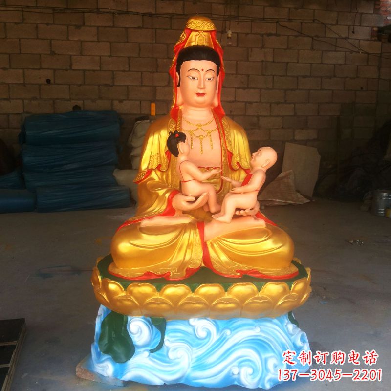 新乡送子观音彩绘漆金雕塑