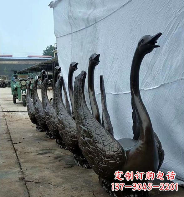 新乡天鹅喷泉铜雕,园林喷泉水景流水组件