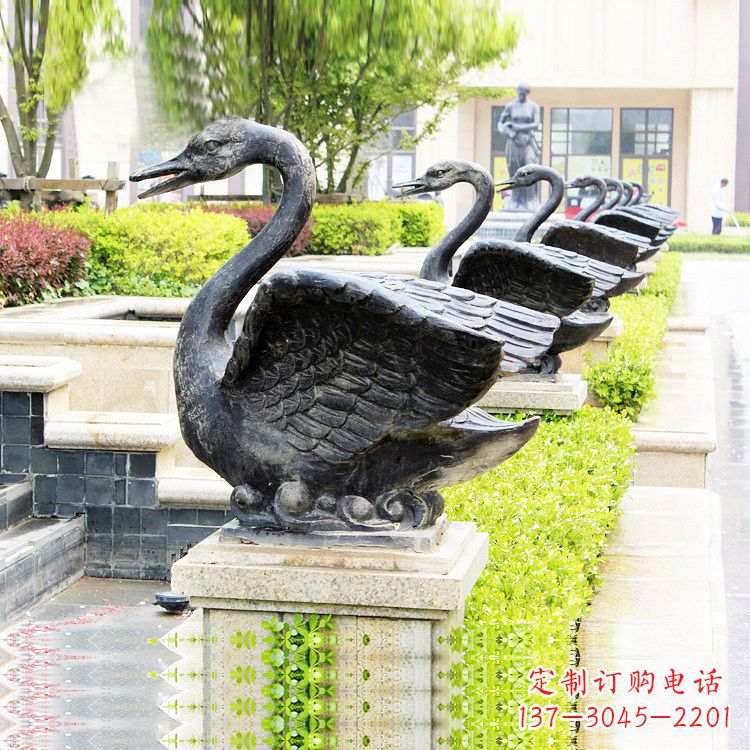 新乡天鹅铜雕喷水喷泉-纯铜铸造公园水渠水景动物雕塑