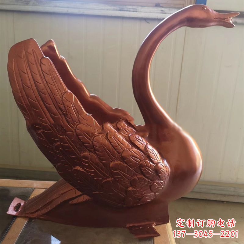 新乡天鹅铜雕塑,喷泉吐水天鹅装饰摆件