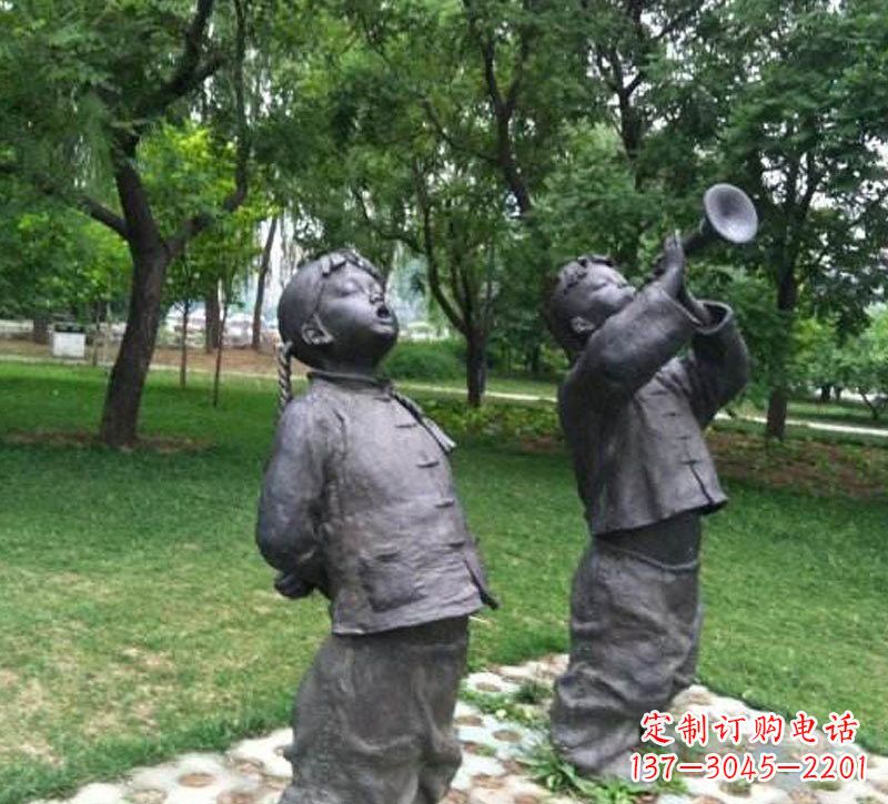 新乡铜雕儿童吹唢呐