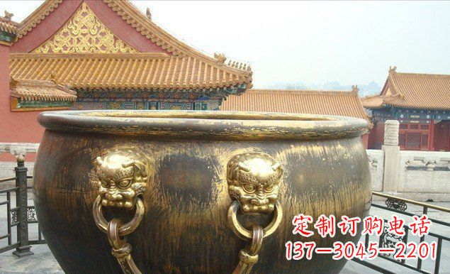 新乡铜雕水缸寺庙景观雕塑 (2)