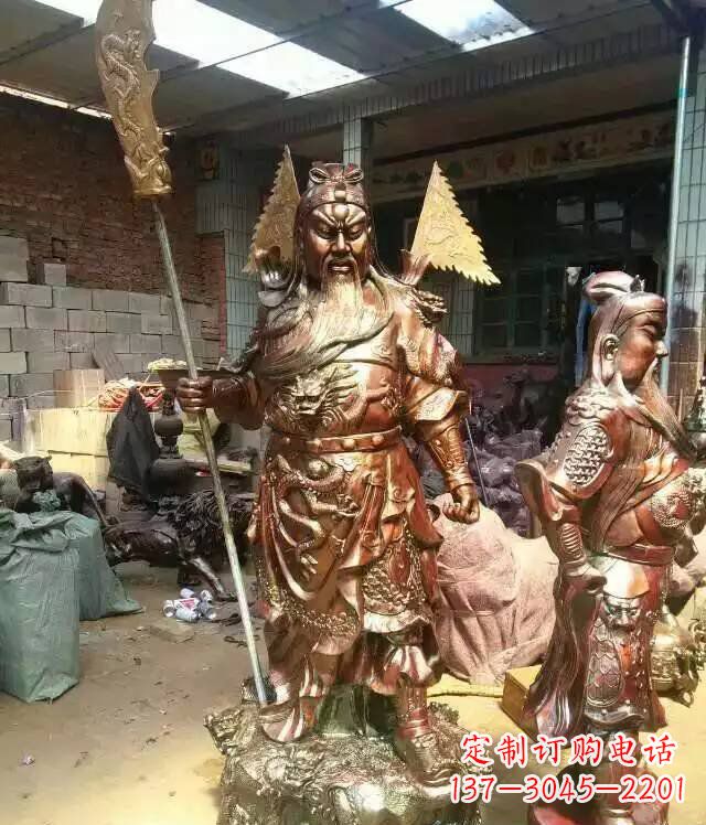 新乡铜雕武财神持刀关公雕塑