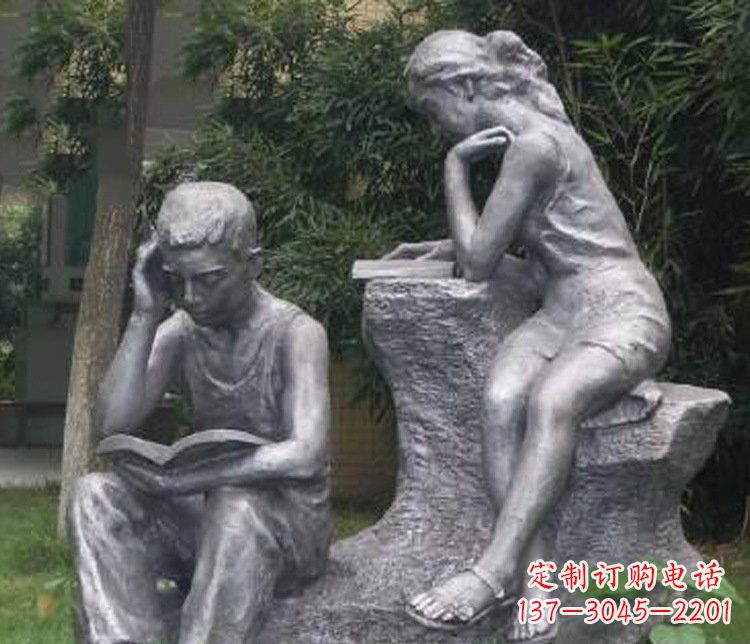 新乡铜雕校园读书学生摆件